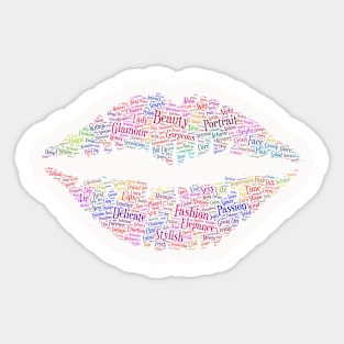 Lips Woman Silhouette Shape Text Word Cloud Sticker